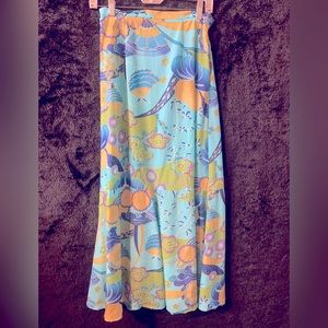 Turquoise floral, maxi skirt, size 6